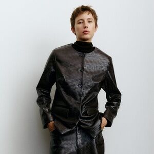 H&M DARK BROWN COATED JACKET NWT SZ LARGE